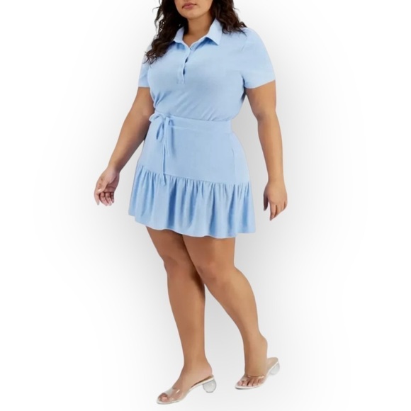 Love, Fire Trendy Plus size Terry Ruffled Mini Skirt - Picture 2 of 4